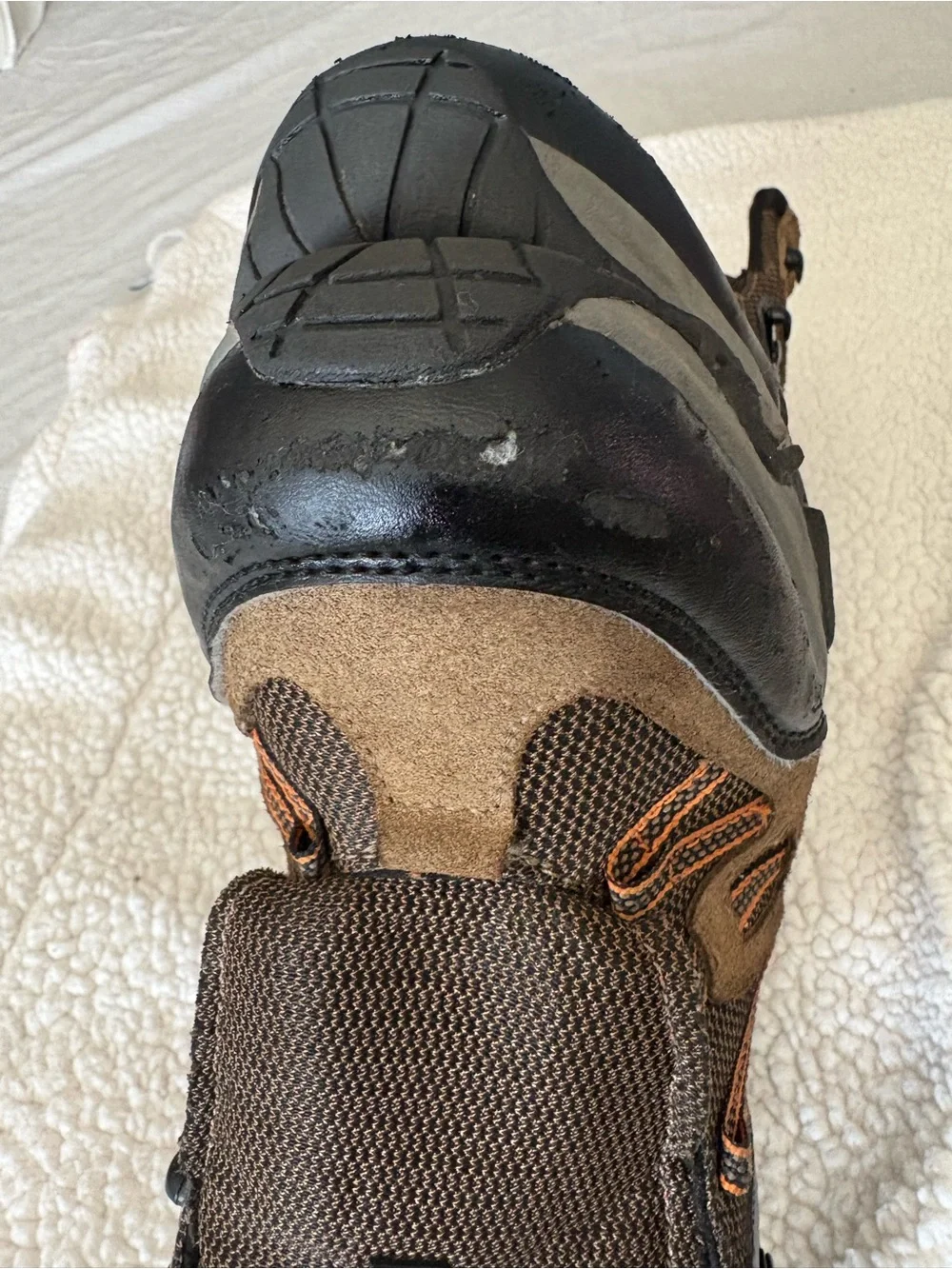Men's Brown Hiking Boots with Orange Trim